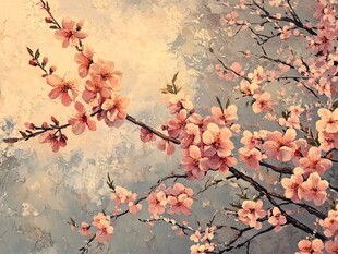 春日烂漫桃花枝