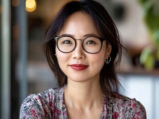戴眼镜的优雅女士肖像