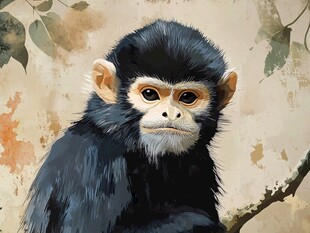 黑绒猴的静谧瞬间