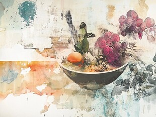 水彩绘蔬果花卉静物碗景