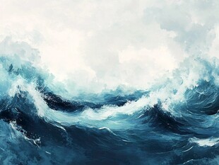 汹涌海浪的壮阔艺术图景