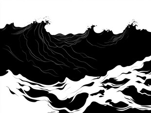 黑白海浪抽象图案