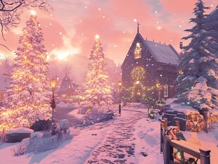 梦幻冬日圣诞小镇美景