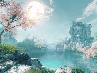 梦幻中式山水风景图