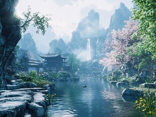 梦幻中式山水园林景观