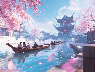 江南水乡游船赏樱美景