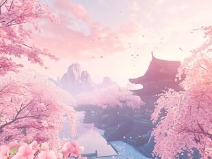 春日烂漫古风樱花美景