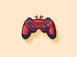 复古风红色游戏手柄插画