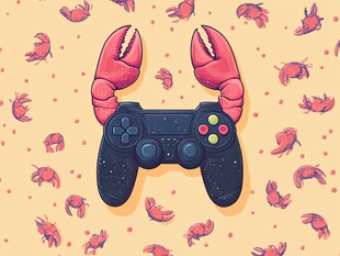 螃蟹钳子握游戏手柄插画