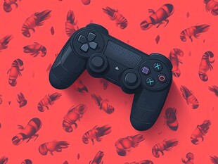 游戏手柄与小龙虾创意组合