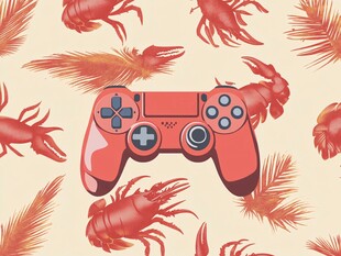游戏手柄与小龙虾趣味图案