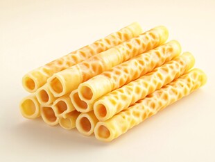 美味蛋卷整齐堆叠