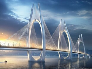 现代绝美跨海大桥景观