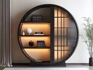 中式圆形置物架 典雅设计