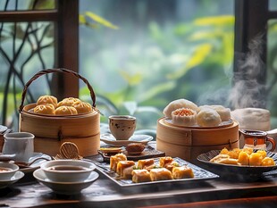 中式早茶美食诱人场景