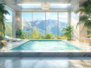 室内泳池赏壮丽山景