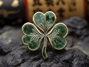 绿宝石四叶草精美胸针