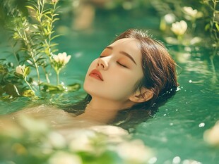 水中静卧的梦幻少女