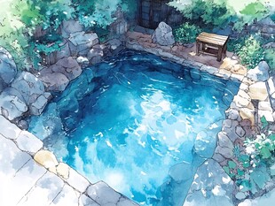 庭院中的清凉泳池景观