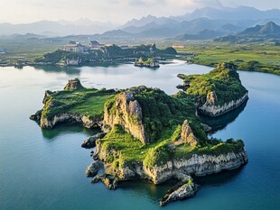 湖中小岛的绝美自然风光
