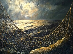 海上渔网之景