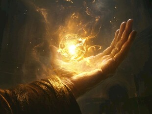 魔法之手释放炽热能量球