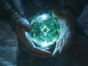 双手捧持的奇幻发光魔球