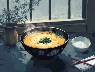 热气腾腾的美味汤面