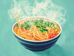 热气腾腾的美味汤面