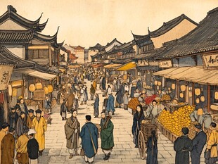 古代热闹街市繁华景象