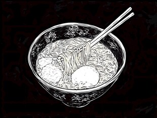 手绘一碗美味的汤面