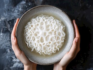 双手捧起一碗清淡挂面