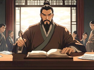 古代夫子讲学场景