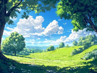 夏日绿野 梦幻的自然风景