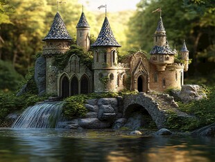 梦幻森林中的童话城堡