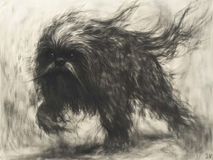 风中奔跑的长毛犬