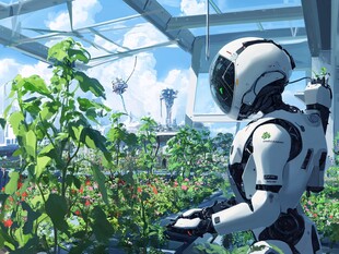 机器人在未来温室中劳作