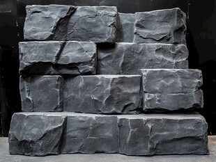 灰色仿真石砖堆叠展示