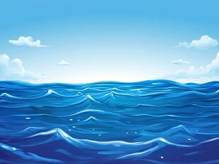 蓝色海洋与晴朗天空景象