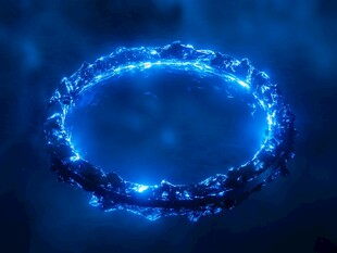 蓝色发光能量圆环特效