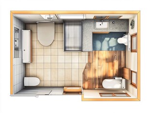 现代简约风格卫生间俯视图