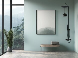 清新浴室角落的自然风情