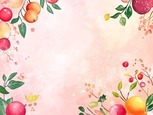 粉色水彩风水果装饰背景