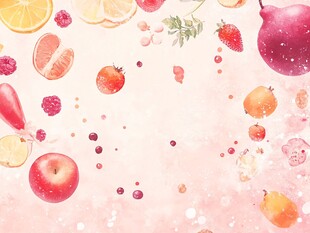 缤纷水彩风水果背景图