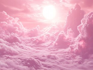 梦幻粉色云海中的灿烂日光