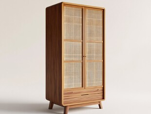 简约木质玻璃双门储物柜