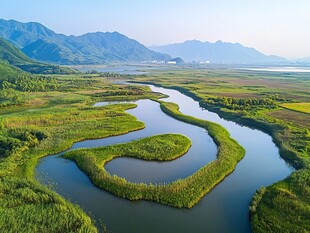 蜿蜒河流穿行绿野山川