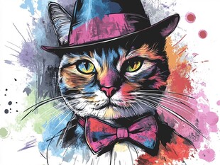 时尚猫绅士的多彩形象
