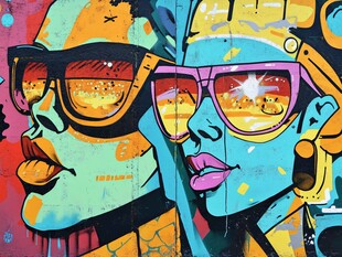 街头涂鸦风的时尚人物形象