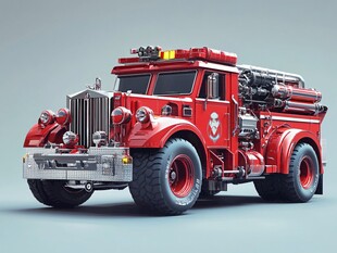 复古红色消防车模型展示